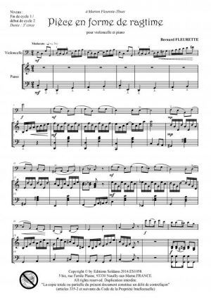 Pièce en forme de ragtime (violoncelle et piano)