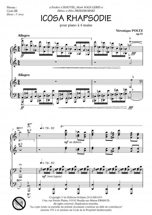 Icosa rhapsodie (piano 4 mains)