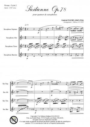 Sicilienne opus 78 (quatuor de saxophones)