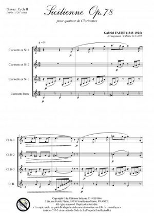 Sicilienne opus 78 (quatuor de clarinettes)