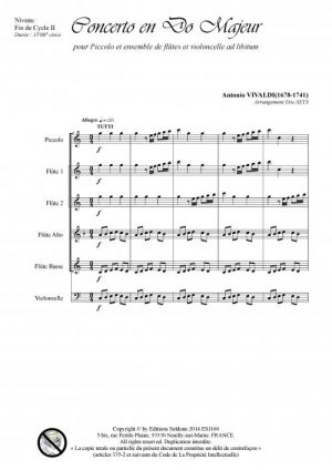 Concerto en do majeur (ensemble de flûtes et violoncelle ad lib.)