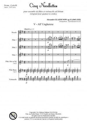 Cinq novellettes -n°5- (ensemble de flûtes et violoncelle ad lib.)