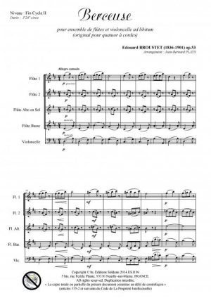 Berceuse (ensemble de flûtes et violoncelle ad lib.)