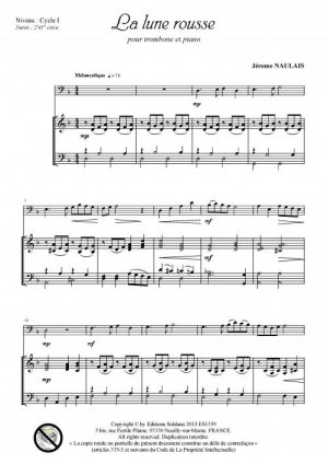La lune rousse (trombone et piano)