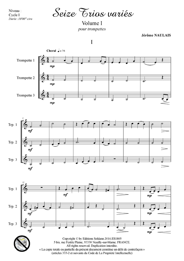 16 trios variés -VOL.1 (trios de trompettes)