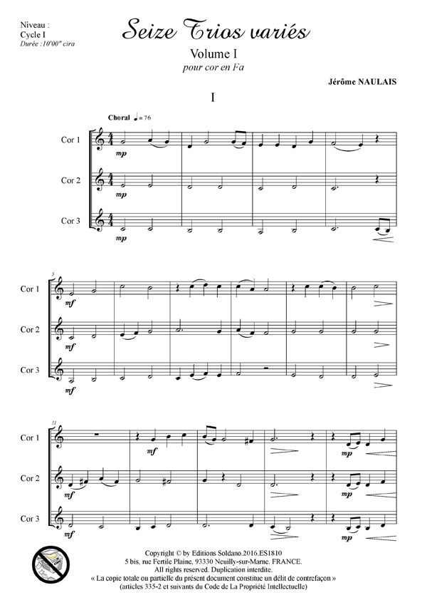 16 trios variés -VOL.1 (trios de cors)