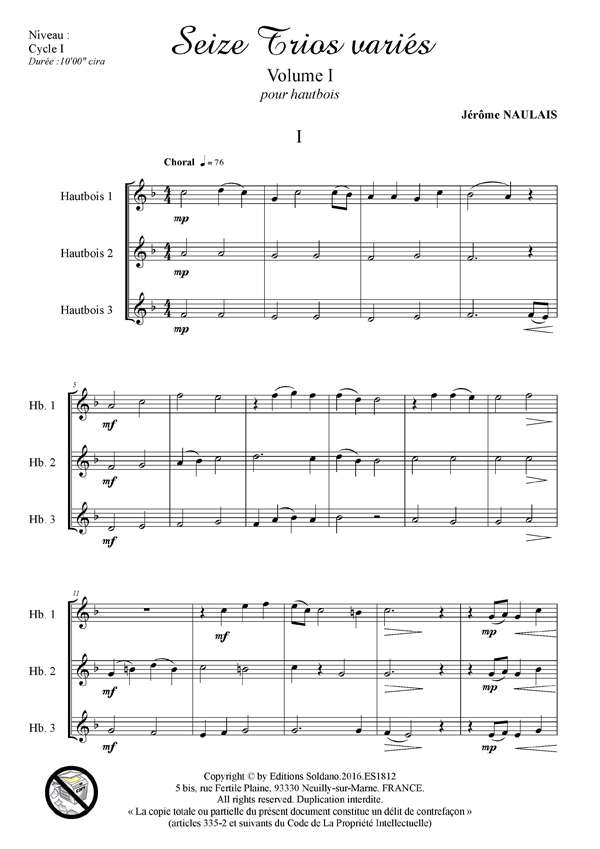 16 trios variés -VOL.1 (trios de hautbois)