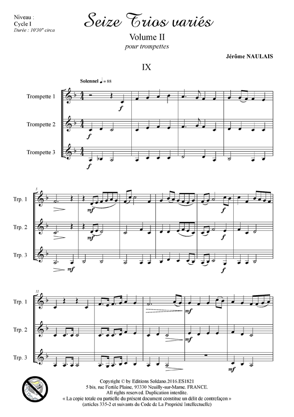 16 trios variés -VOL.2 (trios de trompettes)