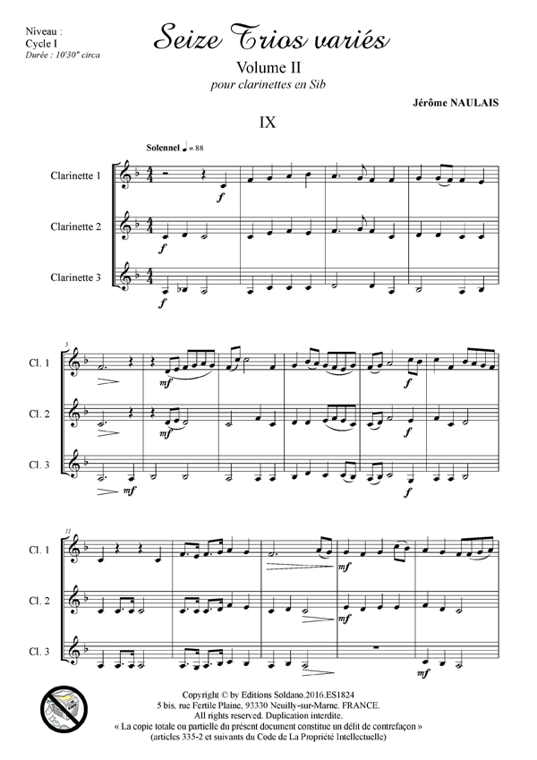 16 trios variés -VOL.2 (trios de clarinettes)