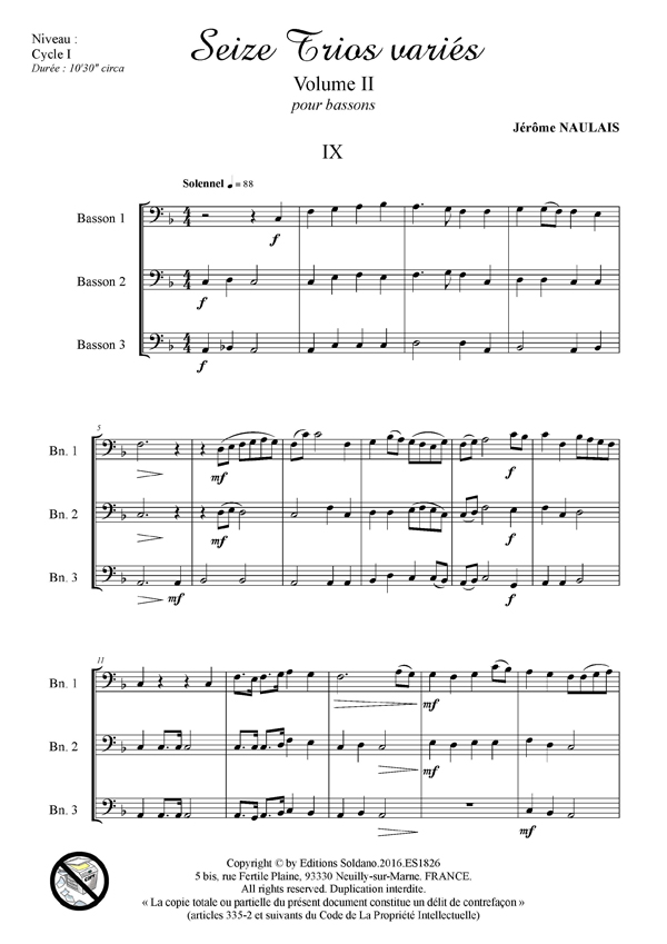 16 trios variés -VOL.2 (trios de bassons)