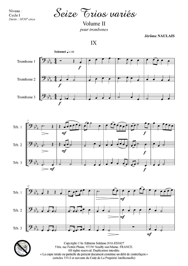 16 trios variés -VOL.2 (trios de trombones)
