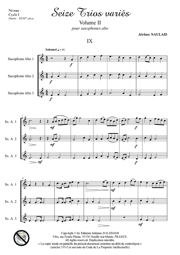16 trios variés -VOL.2 (trios de saxophones alto)