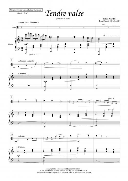 Tendre valse (alto et piano)