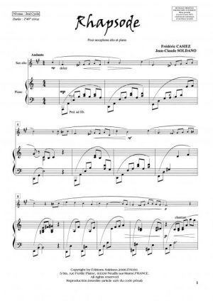 Rhapsode (saxophone alto et piano)