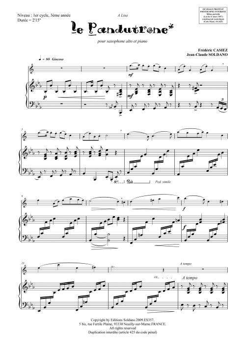 Le Pandutrone (saxophone alto et piano)