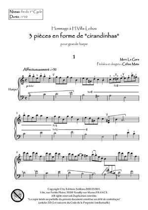 3 pièces en forme de "cirandinhas" (grande harpe)
