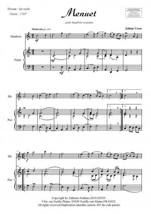 Menuet (hautbois et piano)