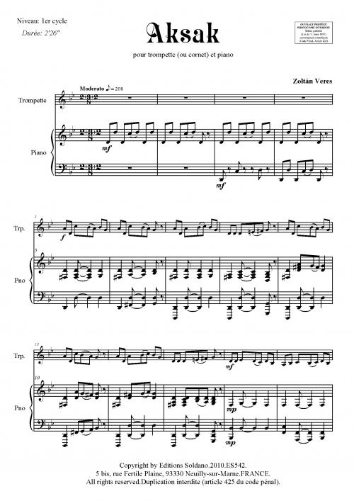 Aksak (trompette -ou cornet- et piano)