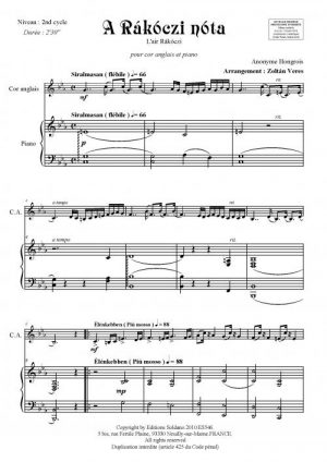 A Rakoczi nota (cor anglais et piano)