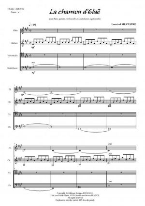 La chanson d'Elaë (flûte, guitare, violoncelle et contrebasse)