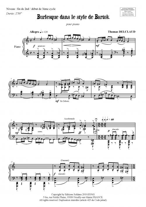 Burlesque dans le style de Bartok (piano)