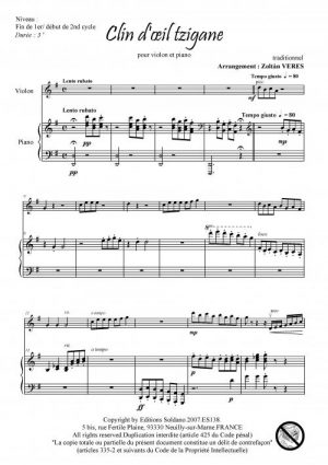 Clin d'oeil tzigane (violon et piano)