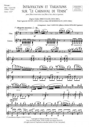 Introduction et Variations sur le Carnaval de Venise (flûte et guitare)