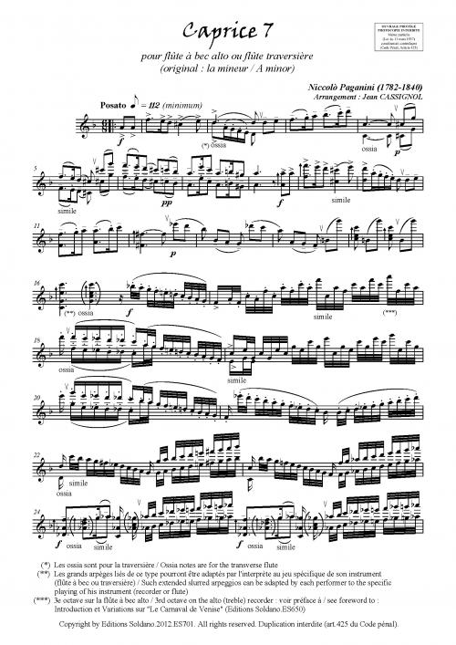 Caprices 7 à 9 (flûte à bec alto ou flûte traversière)