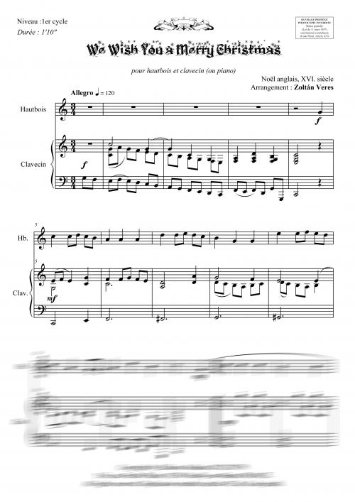 We wish you a merry Christmas (hautbois et piano ou clavecin)