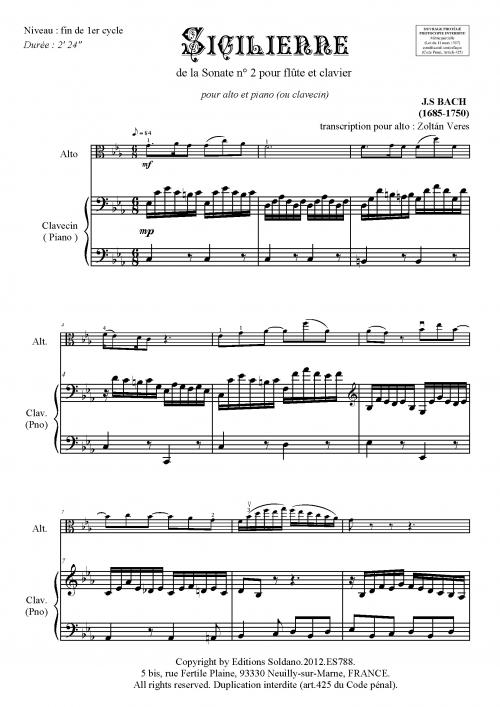 Sicilienne (alto et piano ou clavecin)
