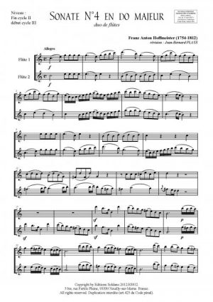 6 Sonates - Volume 2 (duo de flûtes)