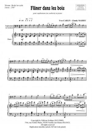 Flâner dans les bois (euphonium -ou saxhorn- et piano)