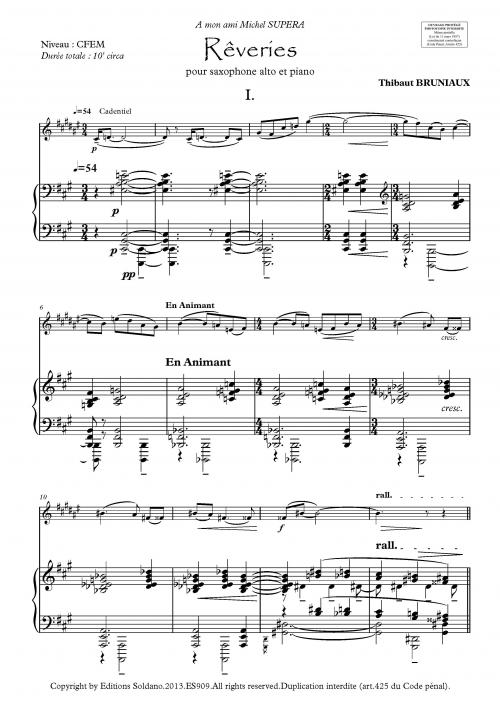 Rêveries (saxophone alto et piano)