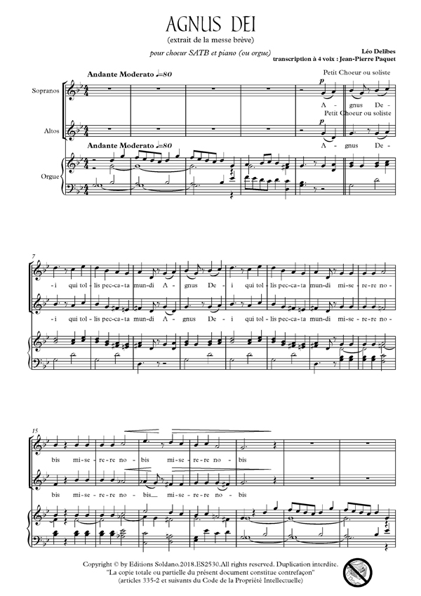 Agnus Dei (choeur SATB et piano-ou orgue-)