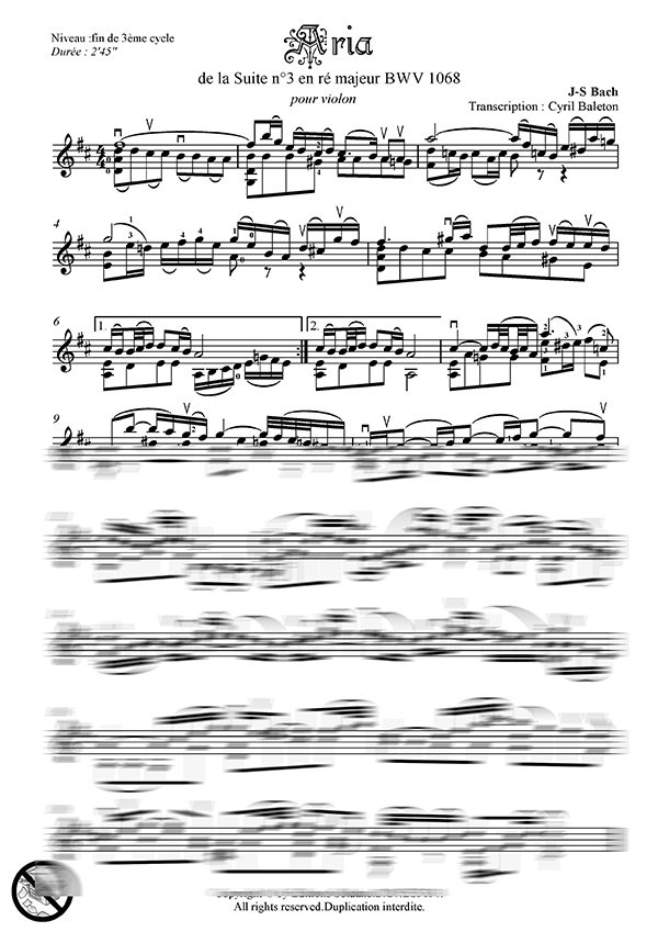 Aria de la 3ème Suite en ré (violon)