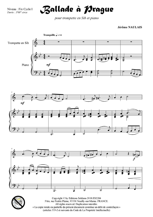Ballade à Prague (trompette -ou cornet- et piano)