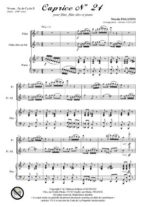 Caprice n°24 (flûte, flûte en sol et piano)