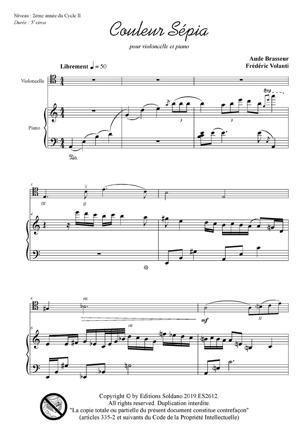 Couleur Sépia (violoncelle et piano)
