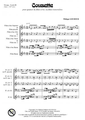 Cousette (quatuor de flûtes - ou flûtes à bec)