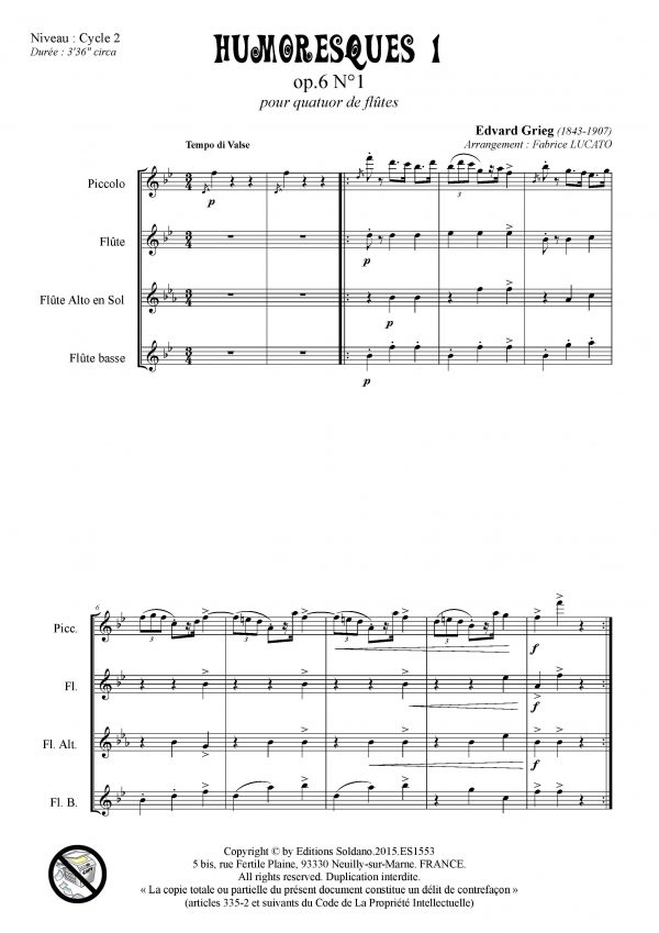 Humoresque opus 6-n°1 (quatuor de flûtes)