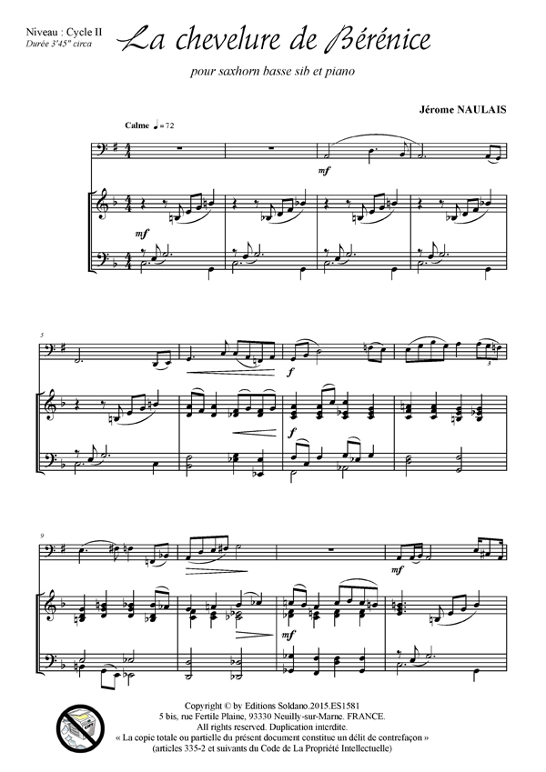 La chevelure de Bérénice (saxhorn basse et piano)