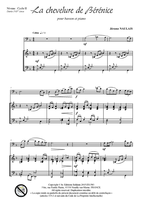 La chevelure de Bérénice (basson et piano)