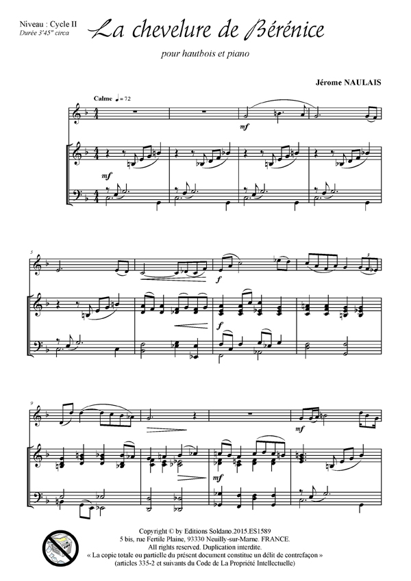 La chevelure de Bérénice (hautbois et piano)
