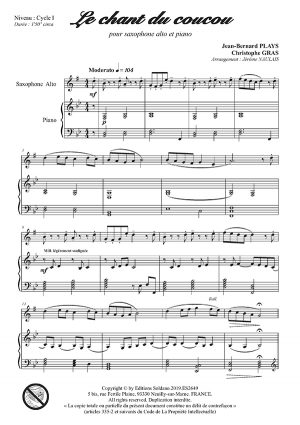 Le chant du coucou (saxophone alto et piano)