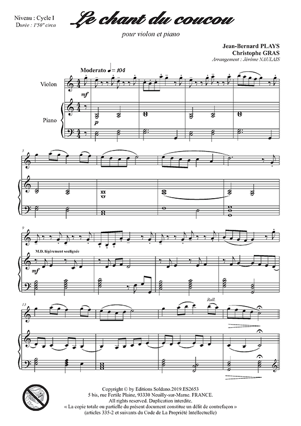 Le chant du coucou (violon et piano)
