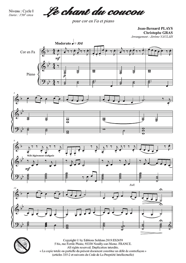 Le chant du coucou (cor en fa et piano)
