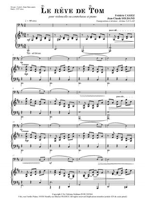 Le rêve de Tom (violoncelle -ou contrebasse- et piano)