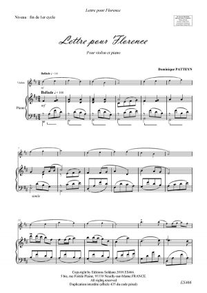 Lettre pour Florence (violon et piano)