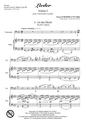 Lieder -Volume 1 (violoncelle et piano)