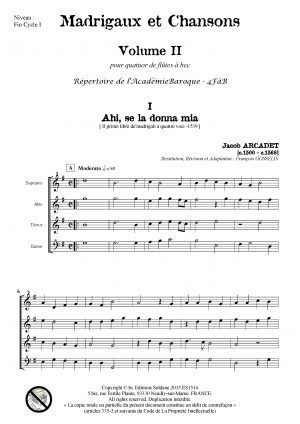 Madrigaux et Chansons -VOLUME 2- (quatuor de flûtes à bec)